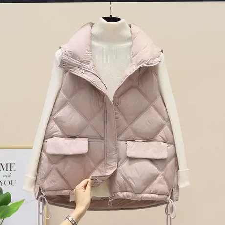 轻薄羽绒棉马甲女短款2023年新款时尚保暖背心轻便韩版连帽马夹潮商品大图