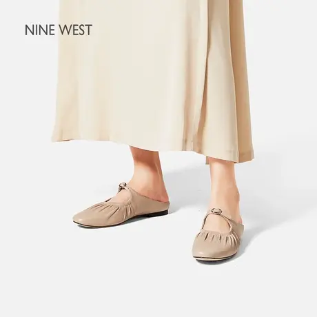 Nine West/玖熙玛丽珍凉鞋女2025夏季新款外穿一字带包头穆勒凉拖图片