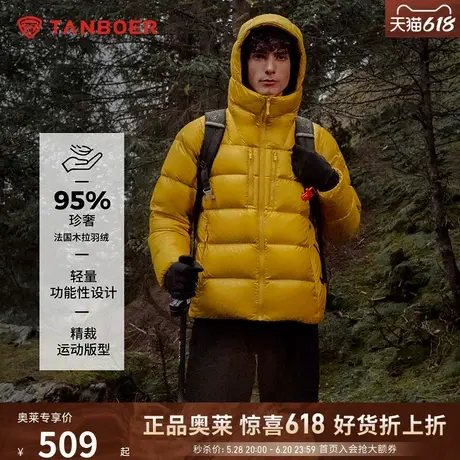坦博尔24新款男装短款连帽羽绒服科技面料加厚轻暖白鸭绒保暖外套商品大图