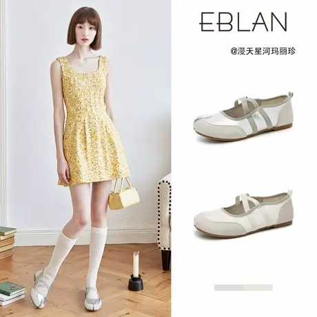 EBLAN/伊伴分趾玛丽珍女鞋2025夏季新款一字带平底芭蕾风软底单鞋图片