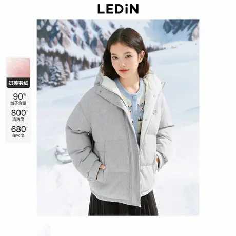 乐町一手长面包羽绒服女冬季新款呢料保暖加厚时尚外套商品大图