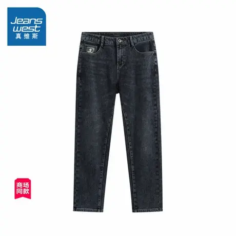 JW真维斯男装冬季潮酷百搭舒适ins弹力13.5安直筒牛仔裤商品大图