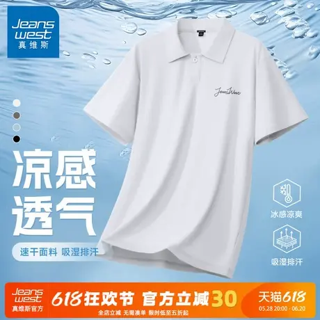 GV真维斯冰丝速干polo衫短袖男夏季薄款凉感商务男士翻领t恤半袖A商品大图