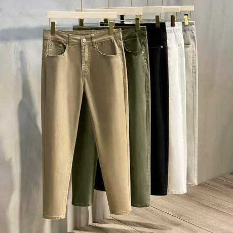 多色经典男士牛仔裤韩版百搭时尚休闲裤春秋季潮男修身小脚九分裤商品大图