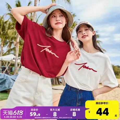 唐狮2024年新款短袖女t恤夏宽松休闲圆领韩系设计别致绝美上衣sz商品大图