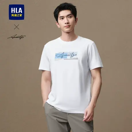 【凉感】HLA/海澜之家轻商务春夏新时尚印花圆领短袖T恤上衣男装商品大图