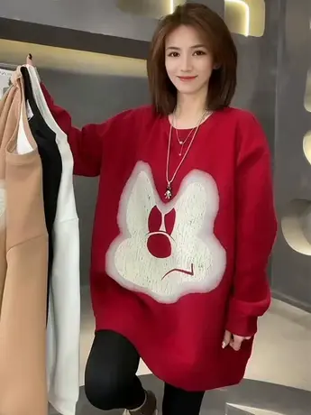 港味美式复古云朵印花卫衣女秋季新款宽松长袖圆领套头上衣ins潮商品大图