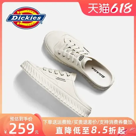 Dickies帆布鞋男款2025新款夏季透气小白鞋半拖懒人鞋一脚蹬男鞋商品大图