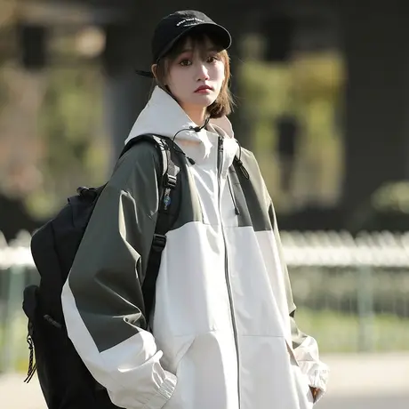 2023新款女外套秋季薄款冲锋外套宽松高级感爬山小个子外穿上衣服商品大图