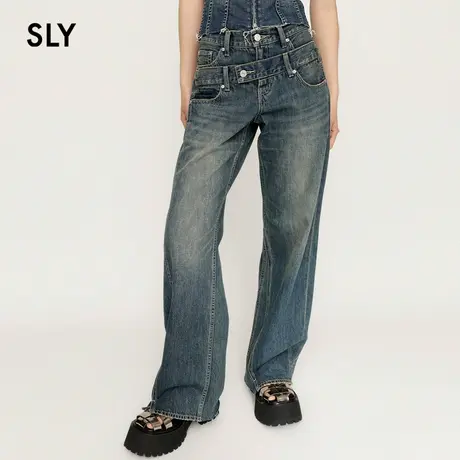 【慧姐专享】MOUSSY 美式辣妹风双腰头低腰牛仔裤030HSZ11-1211图片