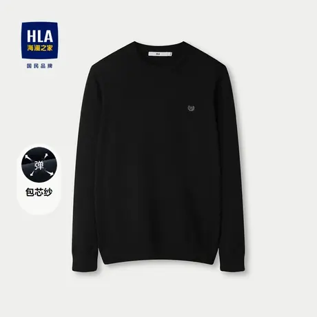 HLA/海澜之家套头圆领长袖针织衫24秋季新款包芯纱国民臻品上衣男图片