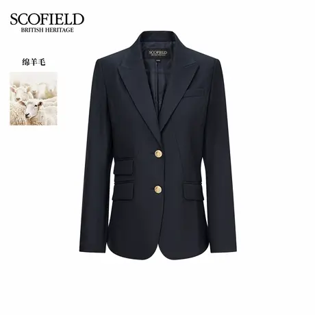 【含羊毛】Scofield女装雅致戗驳领西装不对称口袋2025秋季新品图片