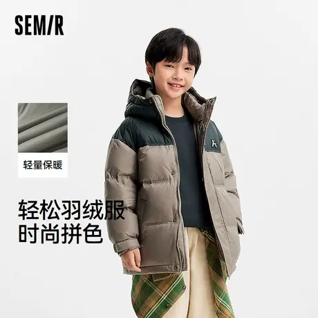 森马儿童羽绒服新款宽松连帽三防外套时尚拼色冬装男童装上衣商品大图