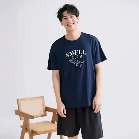 【100%纯棉男款】2025夏季新款男生T恤短袖短裤套装可外穿家居服商品大图