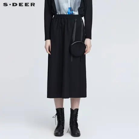 sdeer圣迪奥春秋装女装时尚松紧织带小包不规则长裙S22181104商品大图