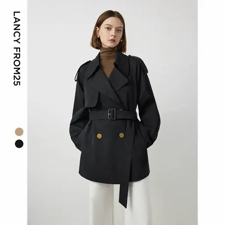 [朗姿奥莱]朗姿复古英伦风高级感宽松外套女2024年秋季新款休闲收商品大图