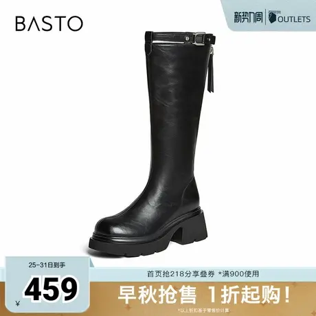 百思图2025冬季新款商场同款骑士靴时尚街头潮流女长靴F1711DG5图片