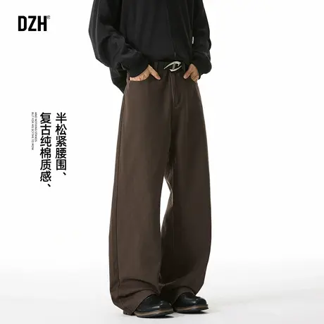 美拉德棕色裤子男士2025新款休闲长裤美式工装裤男直筒弯刀裤男款商品大图