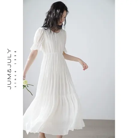 嘉茱莉2023夏季新款泡泡袖法式连衣裙女温柔风气质长裙设计感图片