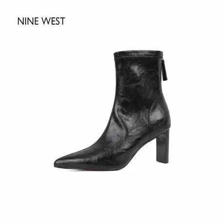 奥莱专供Nine West/玖熙尖头时装靴弹力瘦瘦靴粗跟短靴高跟短靴冬图片