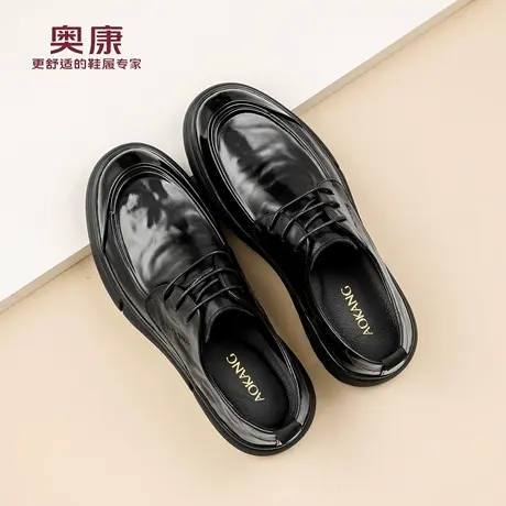 奥康 男鞋2026春季新款真皮舒适男士休闲皮鞋系带通勤鞋子N商品大图