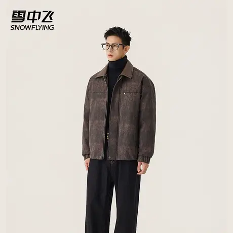 雪中飞复古风翻领2025新款潮牌羽绒服男宽松休闲外套冬季保暖夹克商品大图