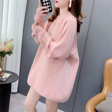 2022年新款秋冬季网红百搭宽松慵懒风毛衣女外穿中长款针织打底衫商品大图