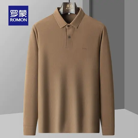 罗蒙男士时尚休闲长袖Polo衫2023秋季新款胸标百搭弹力T恤打底衫商品大图