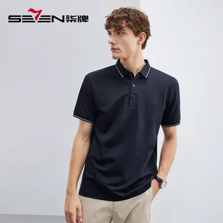 【冰凉丝】柒牌polo衫男短袖夏季凉感时尚休闲中青年翻领半袖体恤商品大图