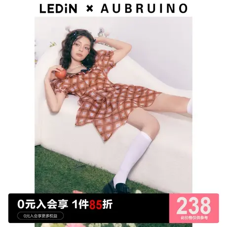 LEDIN×AUBRUINO设计师联名款 乐町浆果甜心公主裙23夏网纱连衣裙图片