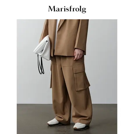 【商场同款】玛丝菲尔冬季新款工装风羊毛阔腿裤女美拉德商品大图