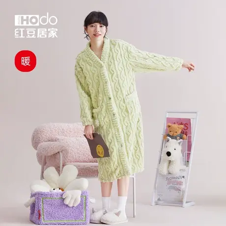 红豆居家珊瑚绒睡袍女冬季家居服可外穿保暖加厚秋冬睡衣商品大图