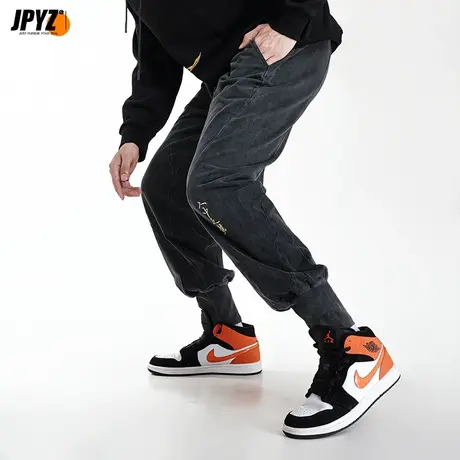 男士休闲裤夏季刺绣印花直筒宽松束脚男裤中国风百搭夏天长裤子男图片