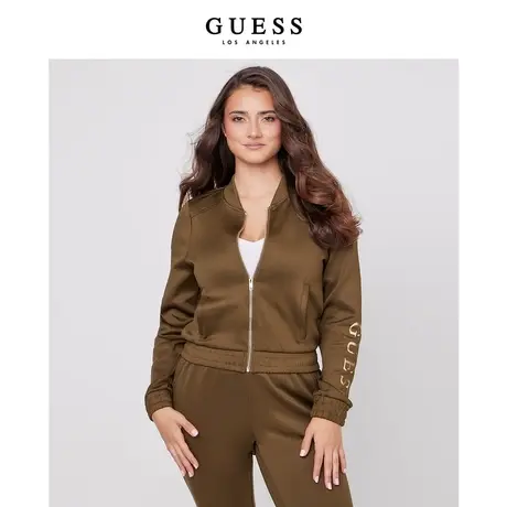 GUESS 女士复古美拉德圆领夹克棒球衫外套-Q1RQ10K6C71商品大图