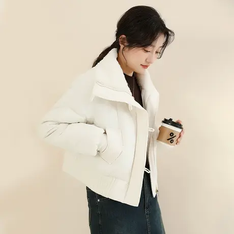 韩潮袭人时尚毛领加厚棉服外套女2023冬新款宽松保暖棉衣面包服厚图片