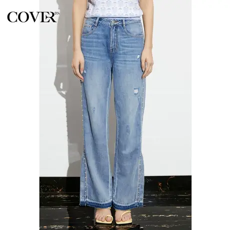 COVER夏季洗水工艺手工缝制直筒牛仔裤商品大图