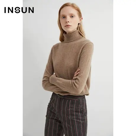 INSUN恩裳冬季纯色高领打底防风羊绒衫商品大图