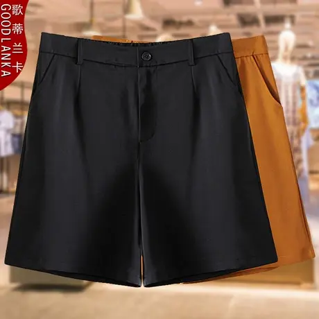 中年妈妈夏季西裤短裤薄款外穿加肥加大码女装松紧腰休闲裤200斤图片