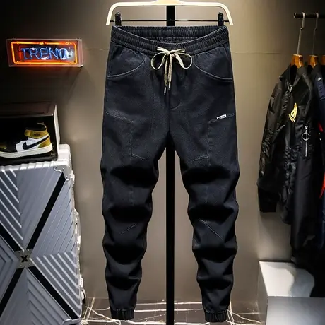 春夏季款韩版潮流潮牌休闲裤男工装裤男直筒宽松束脚裤夏季裤子男商品大图