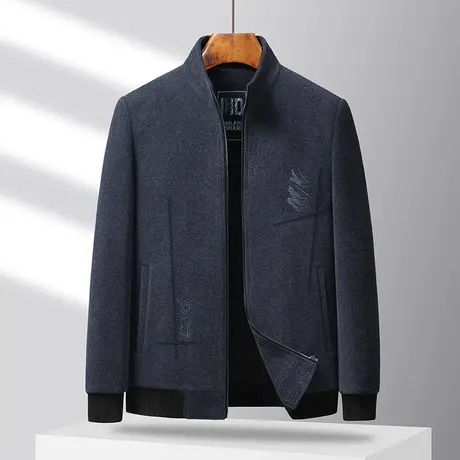 爸爸装夹克外套中老年人秋冬新款时尚立领加厚保暖男士雪尼尔夹克商品大图