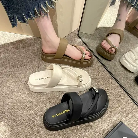 踩屎感小众设计感凉拖女2024夏季新款套趾时尚罗马风海边沙滩拖鞋商品大图