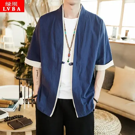 中国风衬衫男禅服唐装中国风短袖衣服活动复古班服道袍盘扣居士服图片