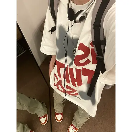 潮牌纯棉重磅短袖t恤女夏季美式复古2023新款宽松显瘦半袖上衣ins商品大图