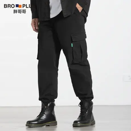 胖哥哥春秋工装裤男大码宽松小脚加肥加大束脚裤简约长裤休闲裤男商品大图