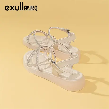 依思q仙女风凉鞋女款配裙子2024夏季新款时尚水钻高级感厚底女鞋图片