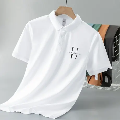 翻领t恤男士polo衫短袖保罗白色上衣服潮流夏季冰丝凉感有领半袖图片