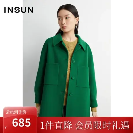 恩裳2022冬100%绵羊毛双面呢舒适亲肤简约休闲短外套商品大图