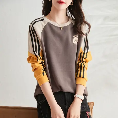 打底衫女春秋长袖t恤女装新款2023爆款潮早秋上衣慵懒卫衣设计感商品大图