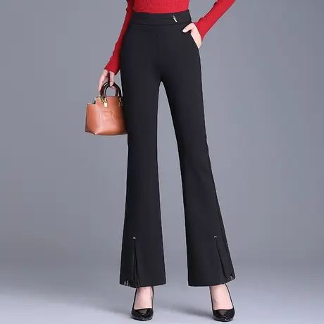 通勤微喇裤女秋季2023新款气质显瘦职业长裤时尚高腰休闲喇叭裤子图片