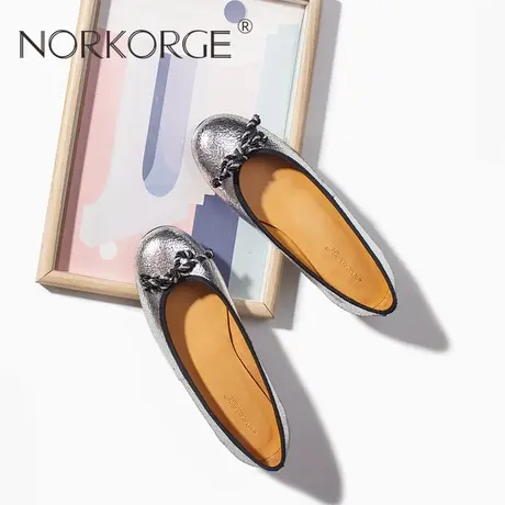 时尚银色时装蝴蝶结单鞋商品大图